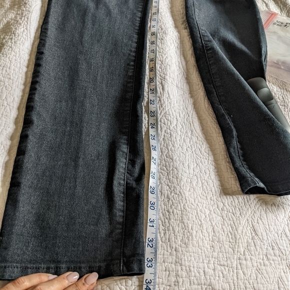 𝅺PRANA Kayla Black Wash Denim Straight Leg Jeans 14 Mid Rise Organic Cotton - Picture 13 of 14